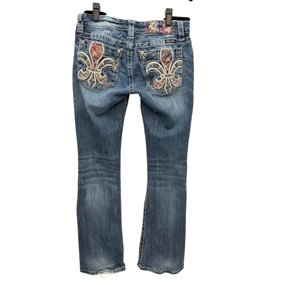 Miss Me Jeans Signature Boot (JE84628R) - Size 28 - Fleur De Lis Pockets - - Picture 2 of 13